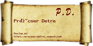 Prácser Detre névjegykártya